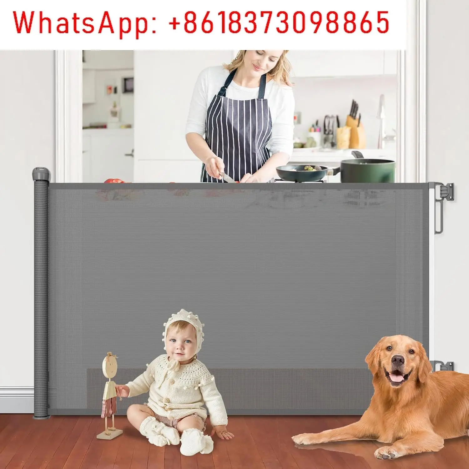 Retractable pet door fence No punching cat and dog isolation fence Children's protective fence