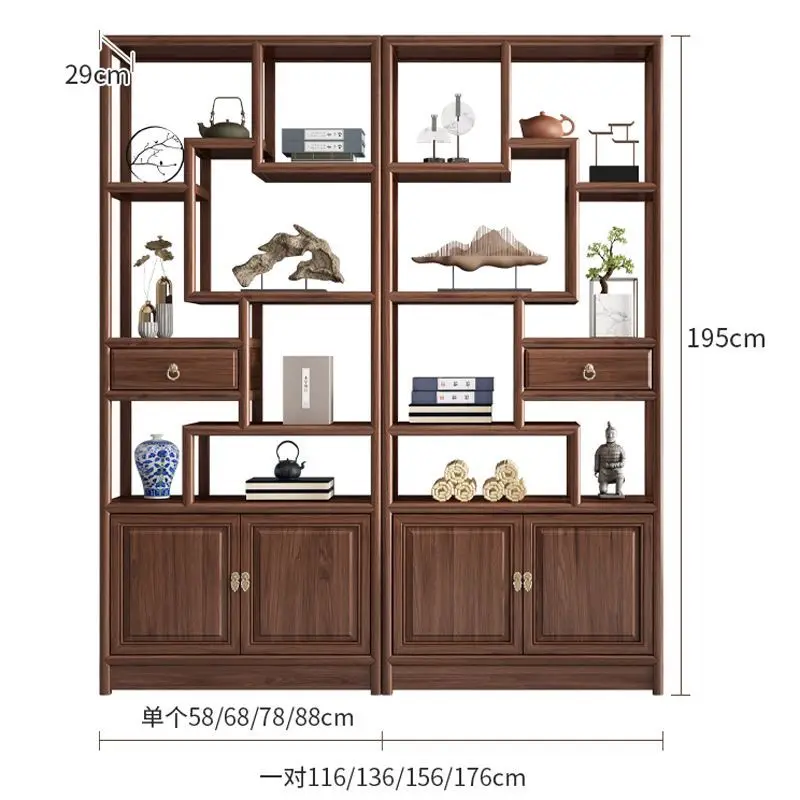 All solid wood Bogu frame, new Chinese style living room entrance, Duobao Pavilion ornament partition, tea rack