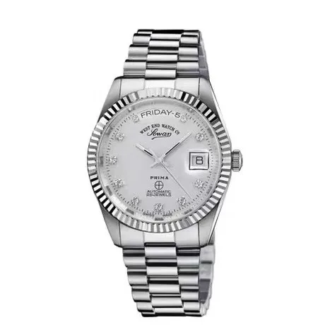 West end Sowar English Fan Double Calendar Steel Military male Watch eta 2834 prima
