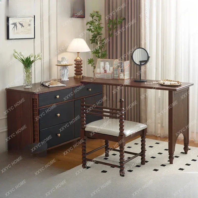 A  NNSolid wood retractable end of bed bucket cabinet dresser Chinese integrated storage cabinet corner dresser