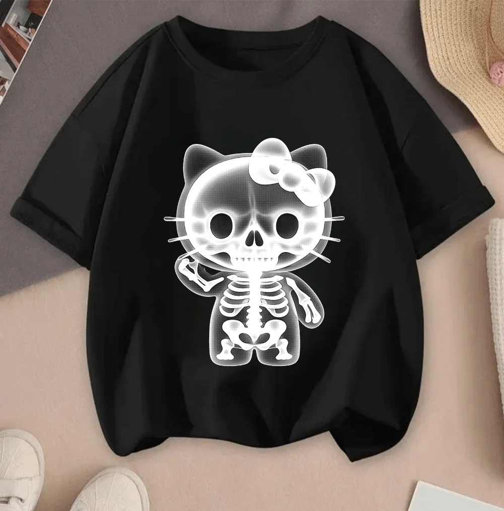 

Hot Sale 2026 Casual Summer Short Sleeve Tops Hello Kitty Cartoon Print 2D For Teenagers Children Girls Boys