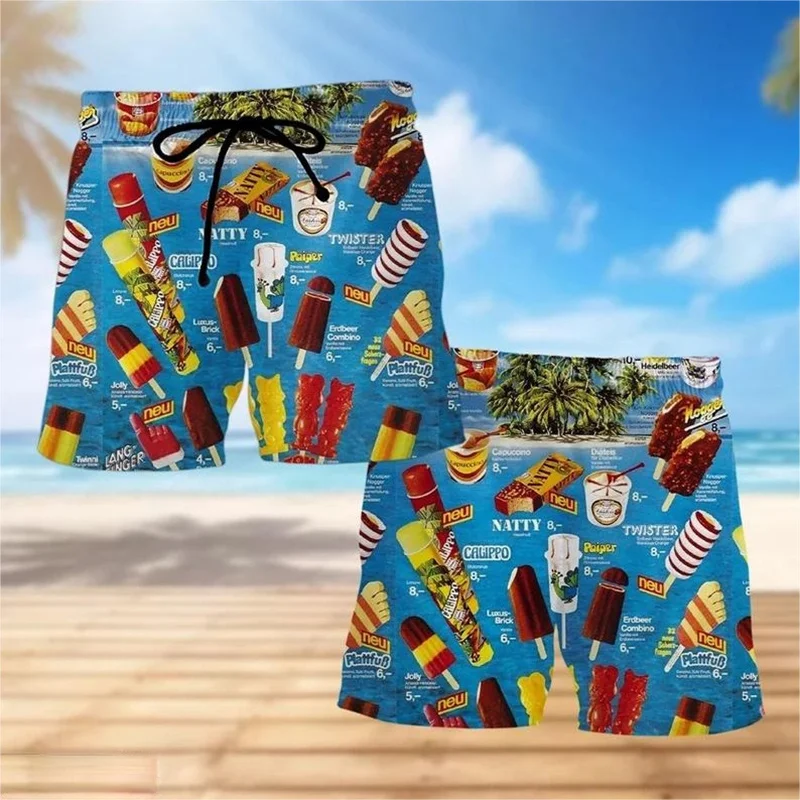 Summer Hawaiian 3D Printing Icecream Beach Shorts For Men Fashion Streewear Swim Trunks Harajuku Cool Board Shorts Short Pants