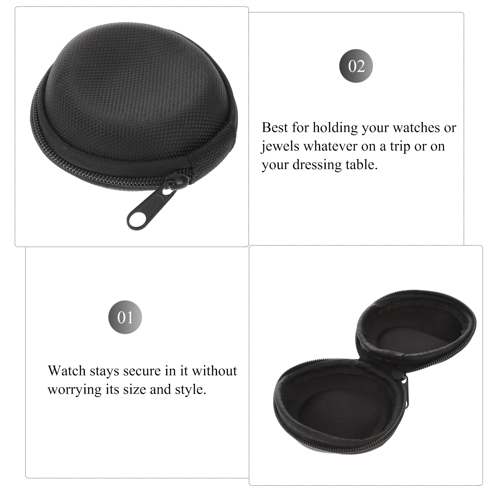 

Portable Watch Case for Men Women Travel Storage Pouch Small Holder Soft Felted Mens Watch Box Zipper Jewelery Organizer