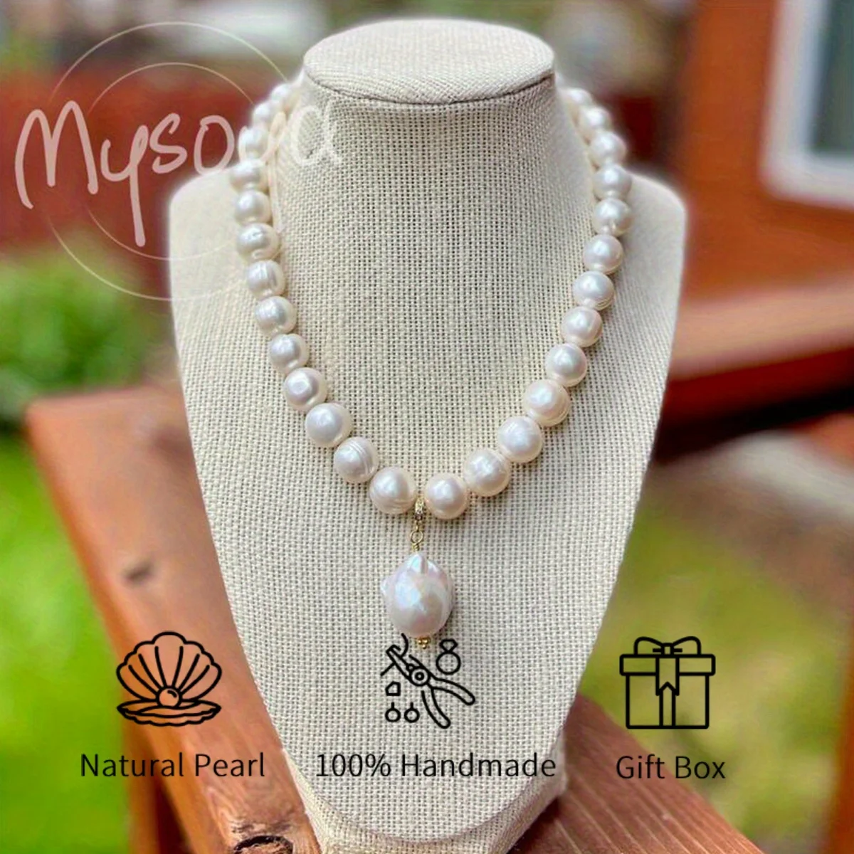 

MYSOYA 10-11 мм большое ожерелье из пресноводного жемчуга в стиле барокко ручной работы DIY ювелирные изделия подарок для женщин мужчин день рождения, свадьба, годовщина