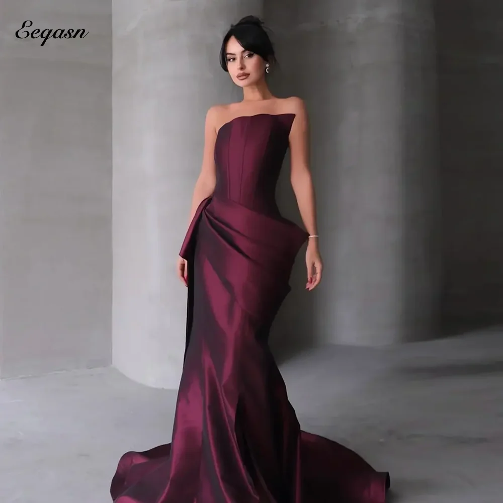 

Customized Satin Mermaid Prom Dress Slim Fit vestidos de noiva Floor Length Pageant Evening Dresses For Women Formal Party