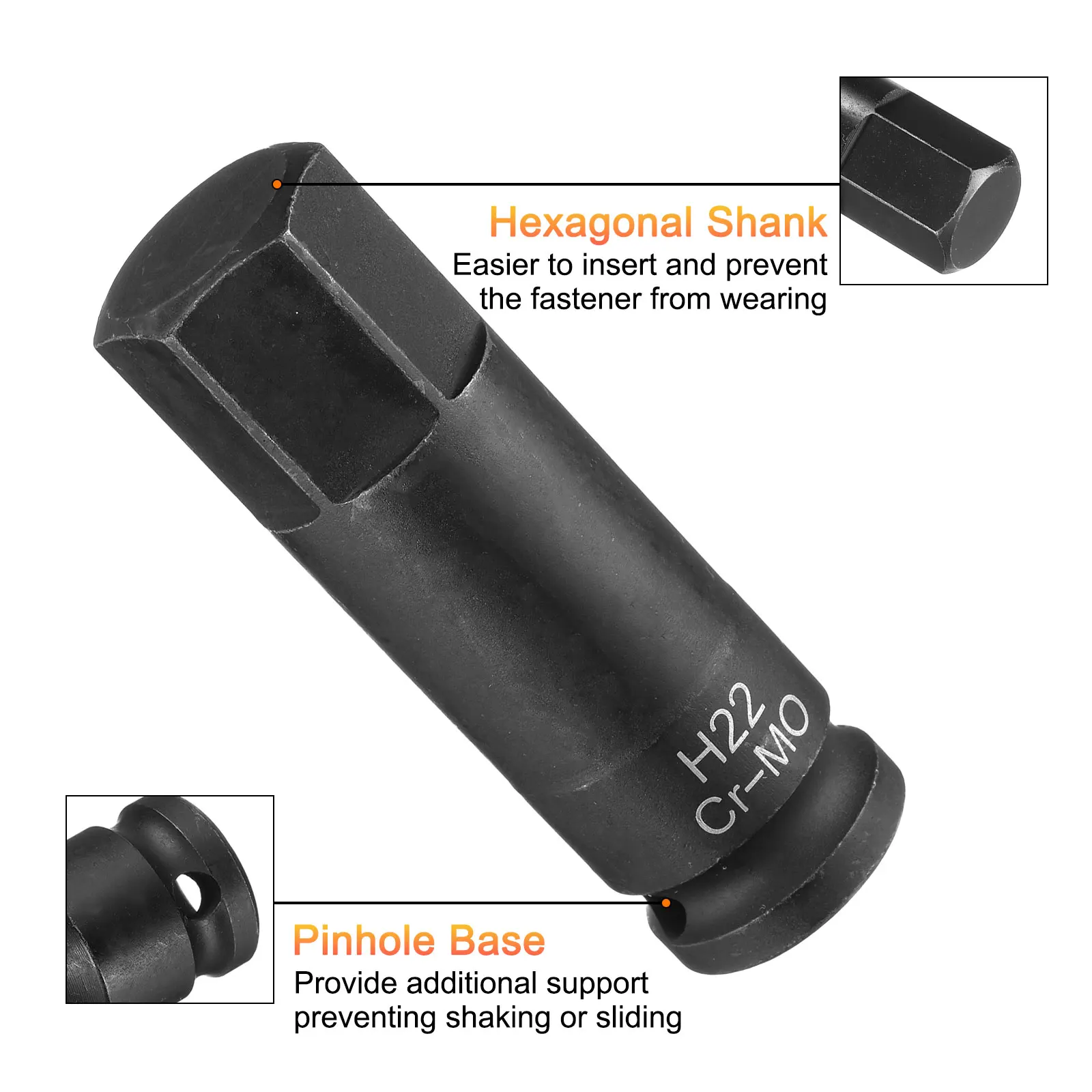 10mm-22mm Hex Impact Bit Socket H10-H22 Black Impact Drive Hex Bit Sockets Lengthen Hex Screwdriver Socket Adapter for Auto image 3