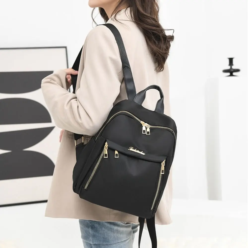 

Large Capacity Women Backpack Fashion Oxford Black Travel Bag Simple Handbag