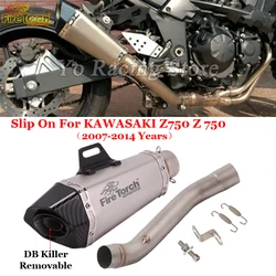 Slip On For Kawasaki Z750 Z 750 2004 - 2008 Motorcycle Exhaust Pipe Muffler Escape Moto Stainless Steel 51mm Middle Link Pipe