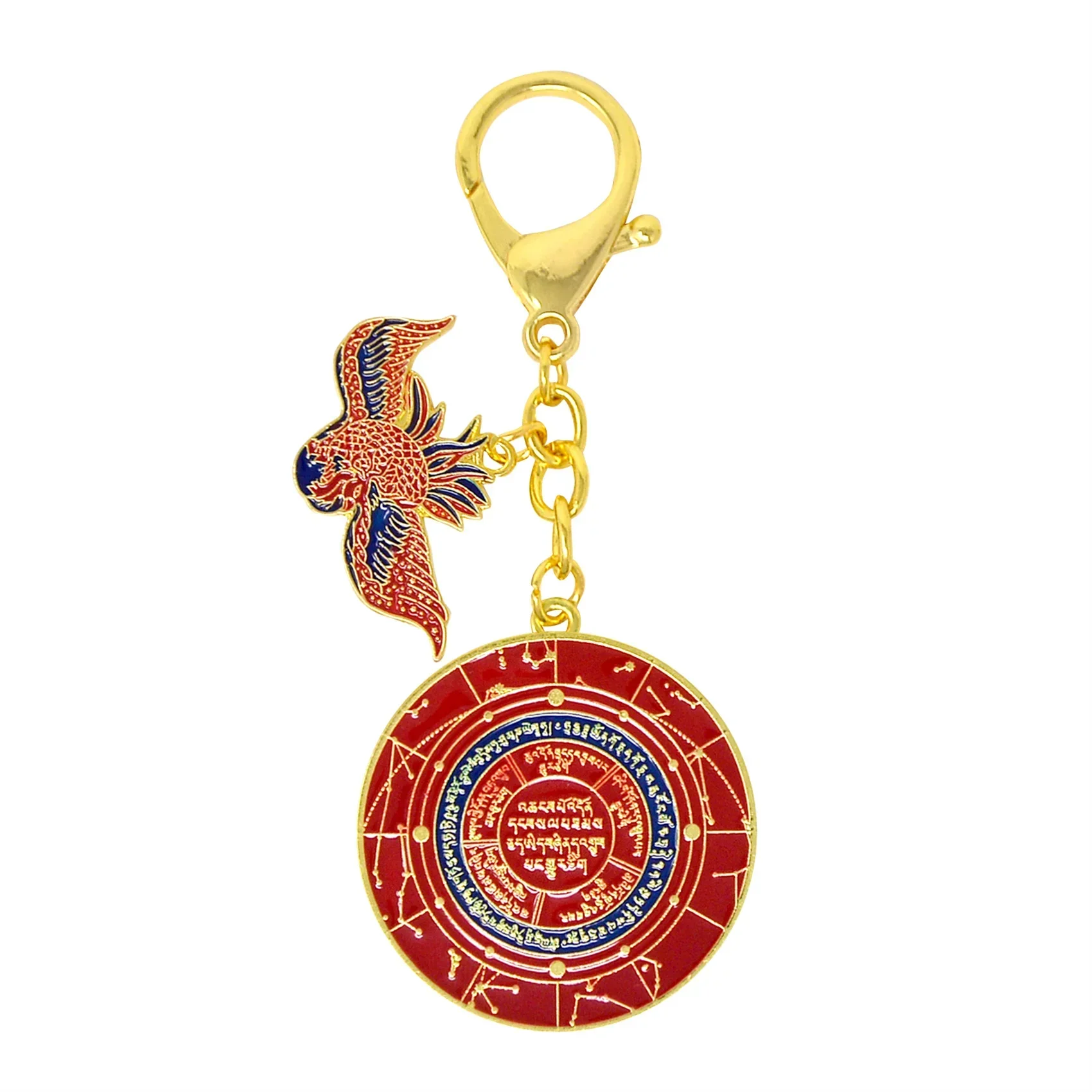 Feng Shui Crimson Phoenix Lunar Mansions Harmonizing Talisman Wealth Keychain