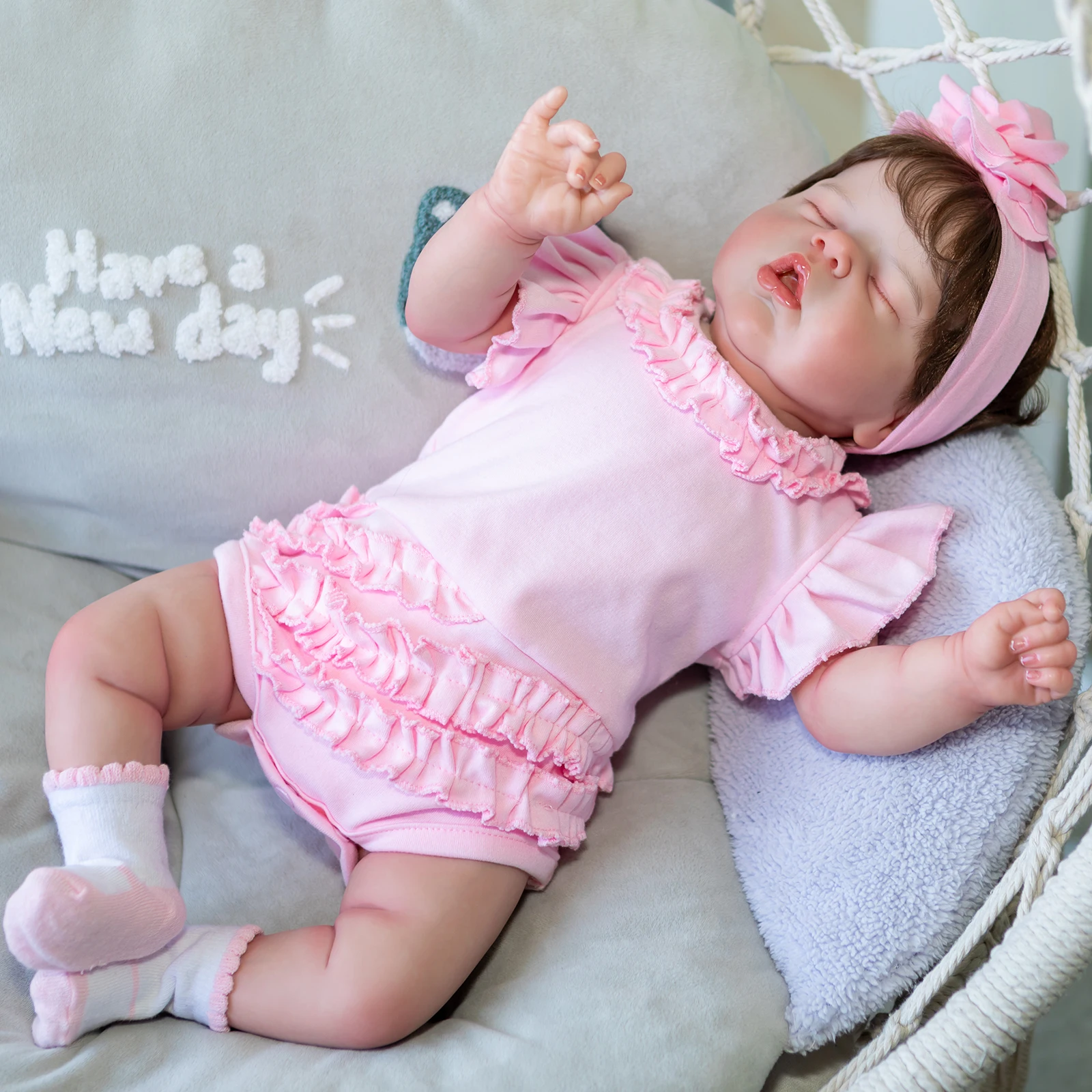 

55CM 0-3Month Baby Size Reborn Alexis Lifelike Soft Touch Cuddly Baby 3D Skin Visibile Veins High Quality Art Doll