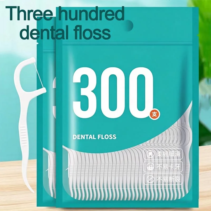 300pcs 600pcs Dental Toothpicks Floss Stick Interdental Brushes Toothpick with Thread Plastic Toothpick Oral Hygiene Care YAX07