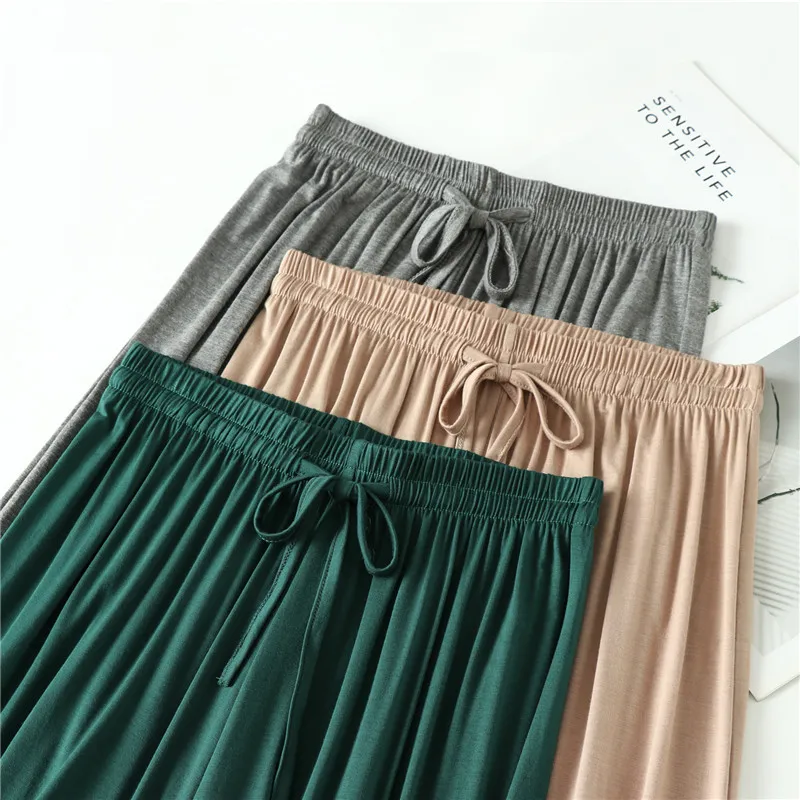 New Women's High Waist Modal Wide Leg Pants Summer Drapey Straight Casual Loose Floor-Length Sun Protection Long Trousers