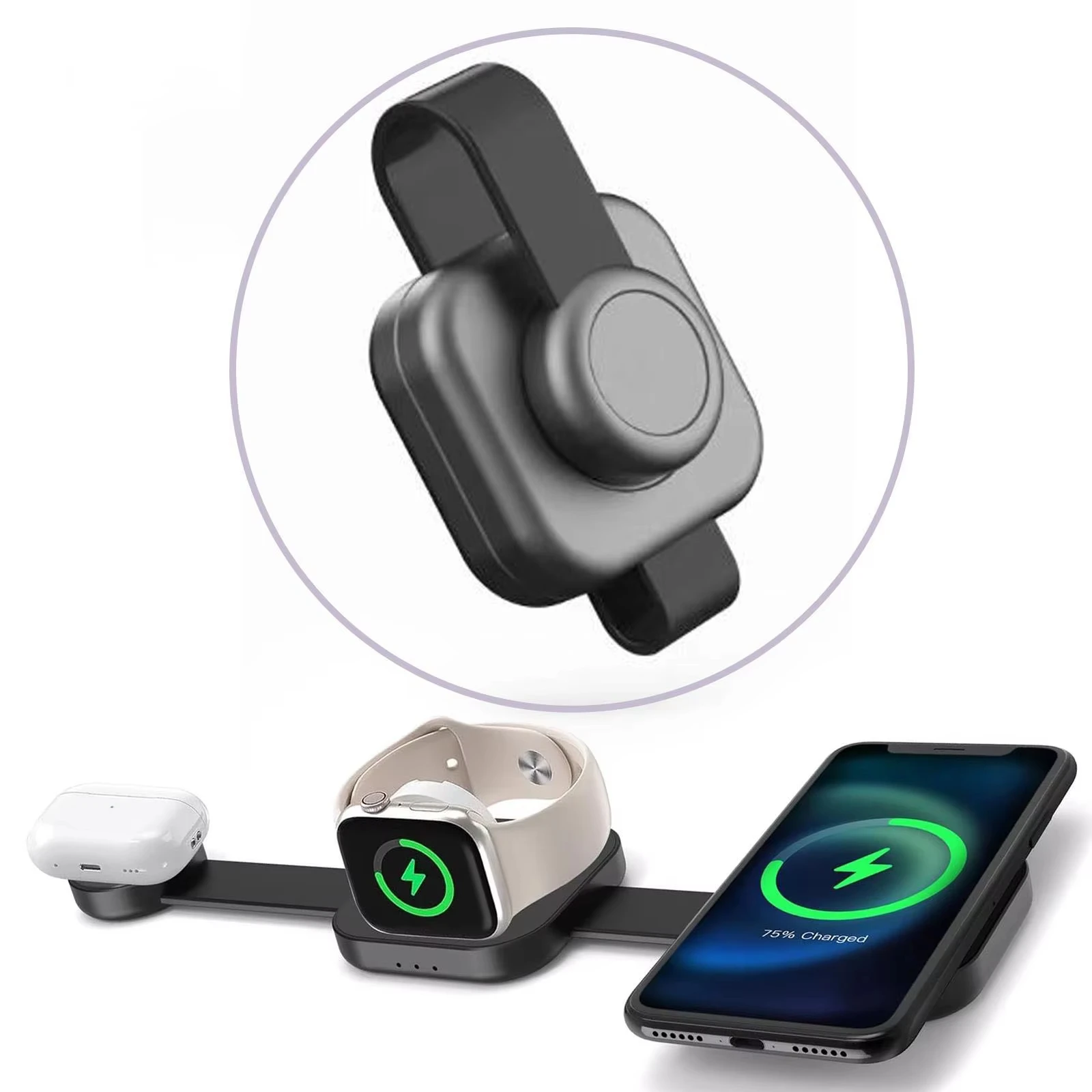 

Foldable 3 in 1 Qi2 15W Charger Station Portable Folding Fast Magnetic Wireless Charger for Phone Earphone Smart Watch