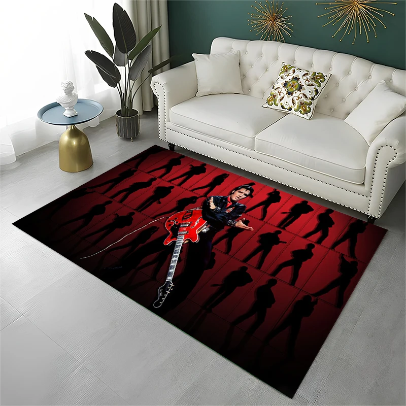 3D Retro The King E-Elvis Presley Non-Slip Area Rug for Living Room Bedroom Playroom,Carpet Floor Mat for Home Decor Holiday