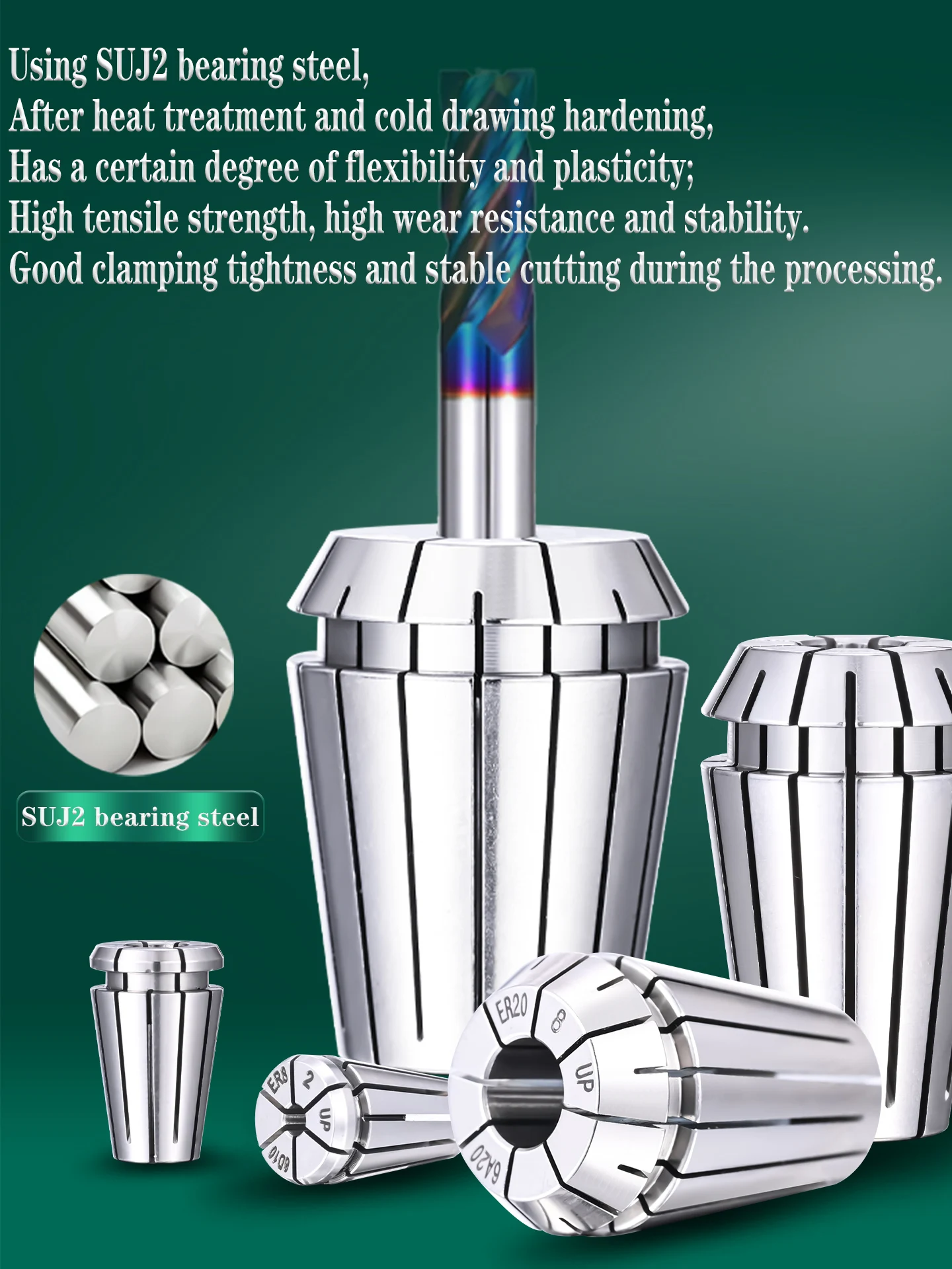 GDR ER Spannzangenfutter SUJ2 Material 0,002mm Genauigkeit für ER8 ER11 ER16 ER20 ER25 ER32 ER40 Werkzeughalter – Detail 7