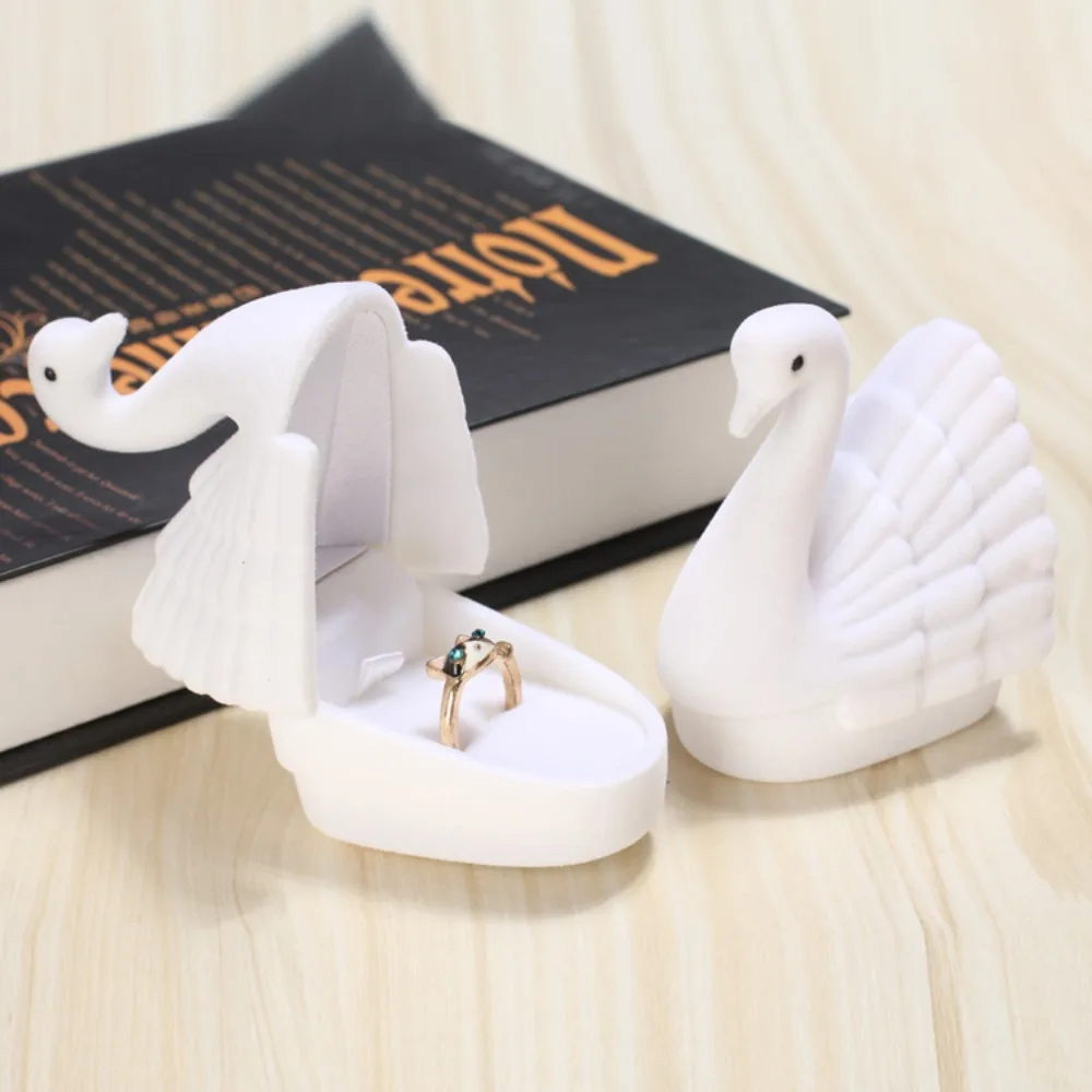 

Portable Velvet Creative Ring Case Swan Turtle Earrings Trinket Case Flower Mermaid Jewelry Packaging Holder Women