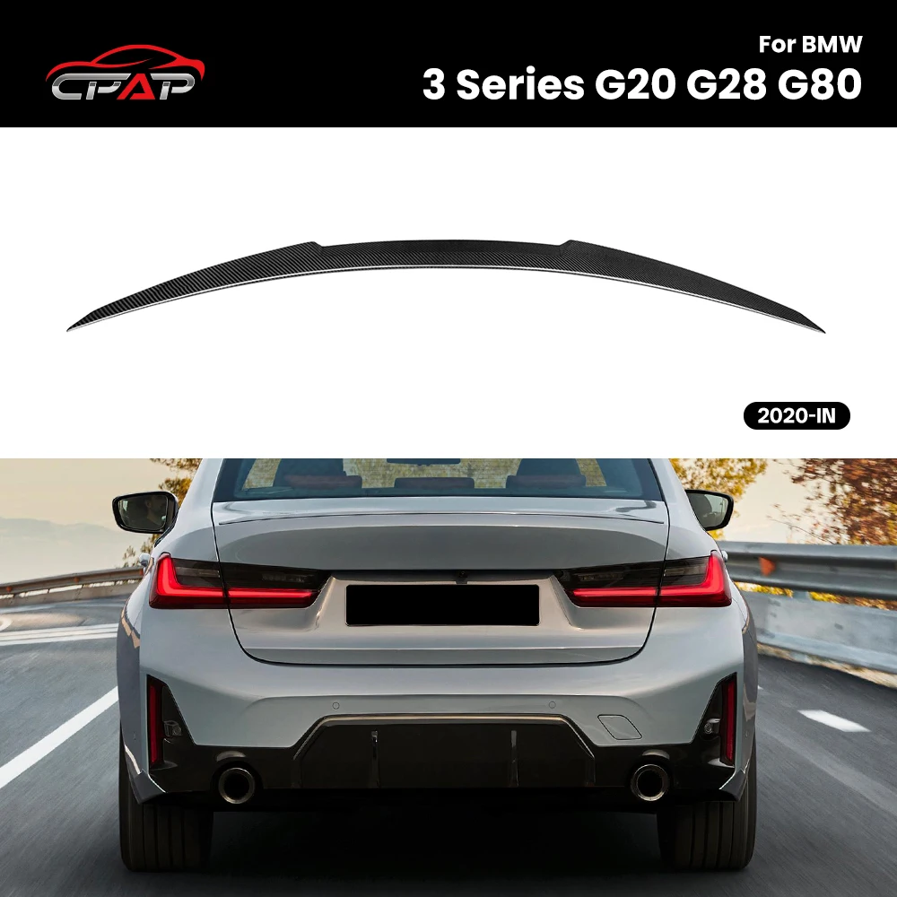 

For BMW 3 Series G20 G28 G80 M4 Style Real Dry Carbon Fiber Rear Roof Trunk Spoiler Boot Lid Wing 2020-IN