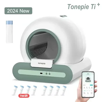 Tonepie 자동 고양이 쓰레기통, 자가 세척 앱 제어, 스마트 고양이 변기, 전기 이온 탈취, 분리형 Tonepie Ti +, 65L