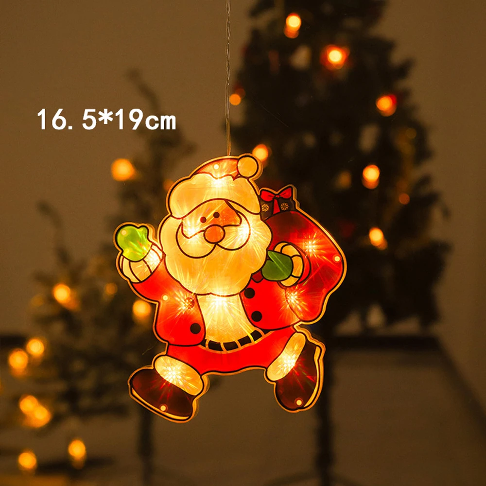 Christmas Lights Decorations Suction Cup Hook Hanging Light Up Santa Claus Christmas Window Decoration Glass Wall Indoor Decor