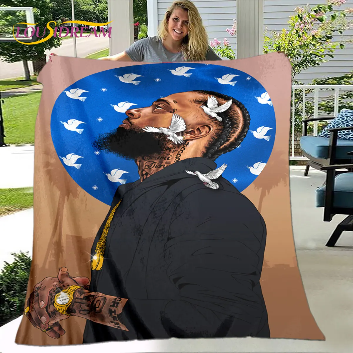 Hip Hop Art Rapper Legend Star Miękki pluszowy koc, flanelowy koc do salonu Sypialnia Łóżko Sofa Piknik Pokrowiec