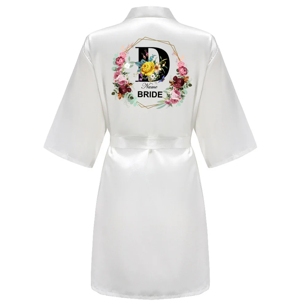 Customized Wedding Party Team Bride Robe Kimono Satin Pajamas Bridesmaid BathrobeTRS51