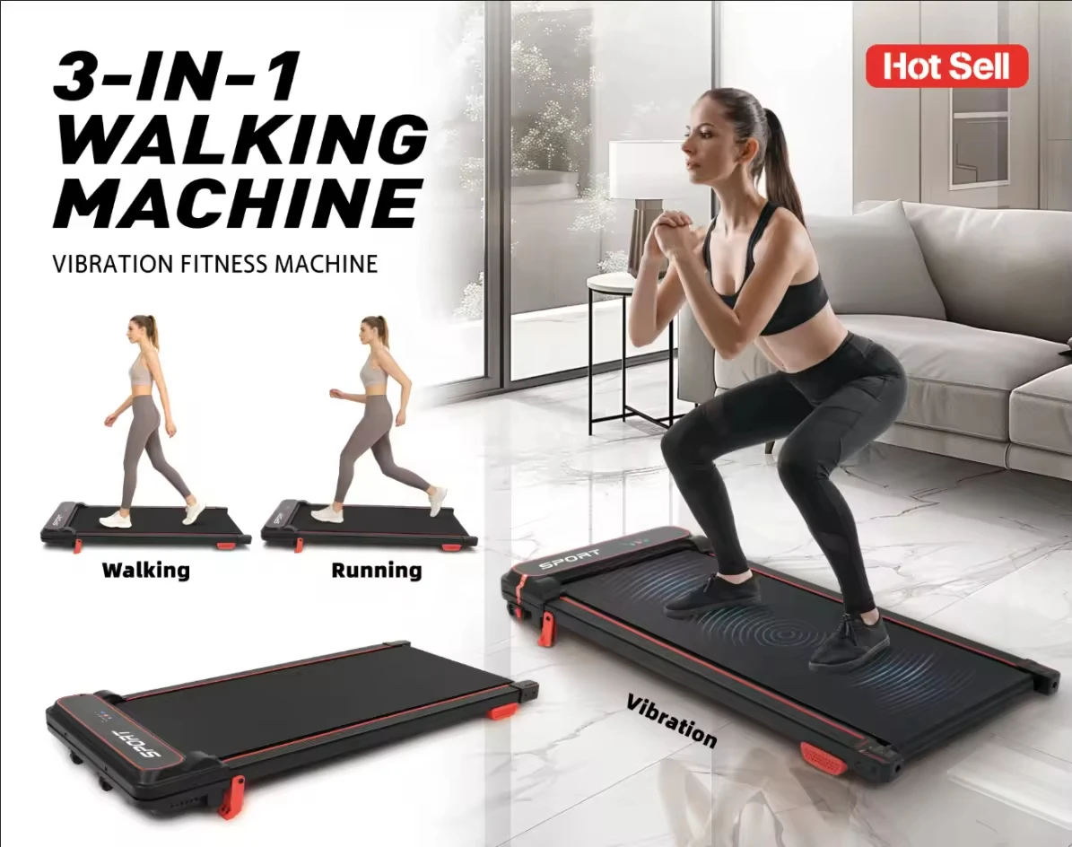 3-in-1 Under Desk Treadmill Walking Vibration Pad with Remote Control-Quiet Compact Portable Exercise Machine for Office & Home