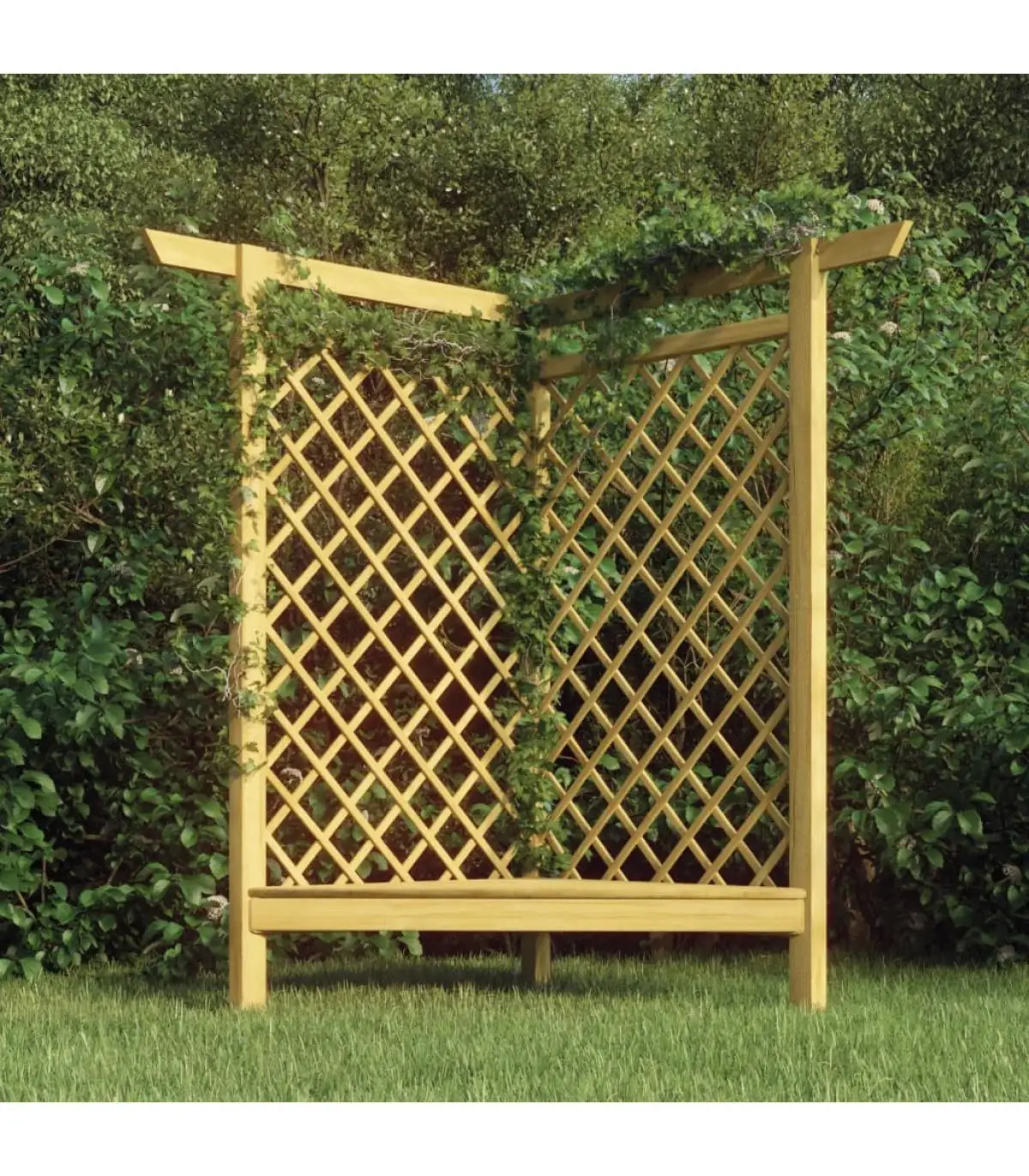 Pergolas, arches and garden trellis corner pergola with pine wood bench impregnated 166x81x174cm