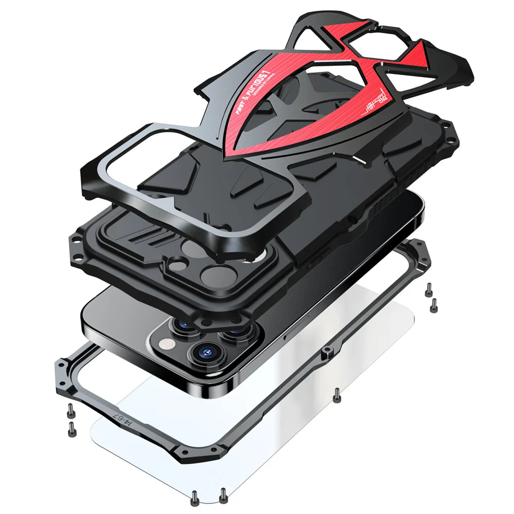 

Металлический бронированный чехол LUPHIE Rosdster для iPhone 17 16 Pro Max 8XR XS 11 15 Mini 12 14 13Pro, противоударный сверхпрочный защитный чехол