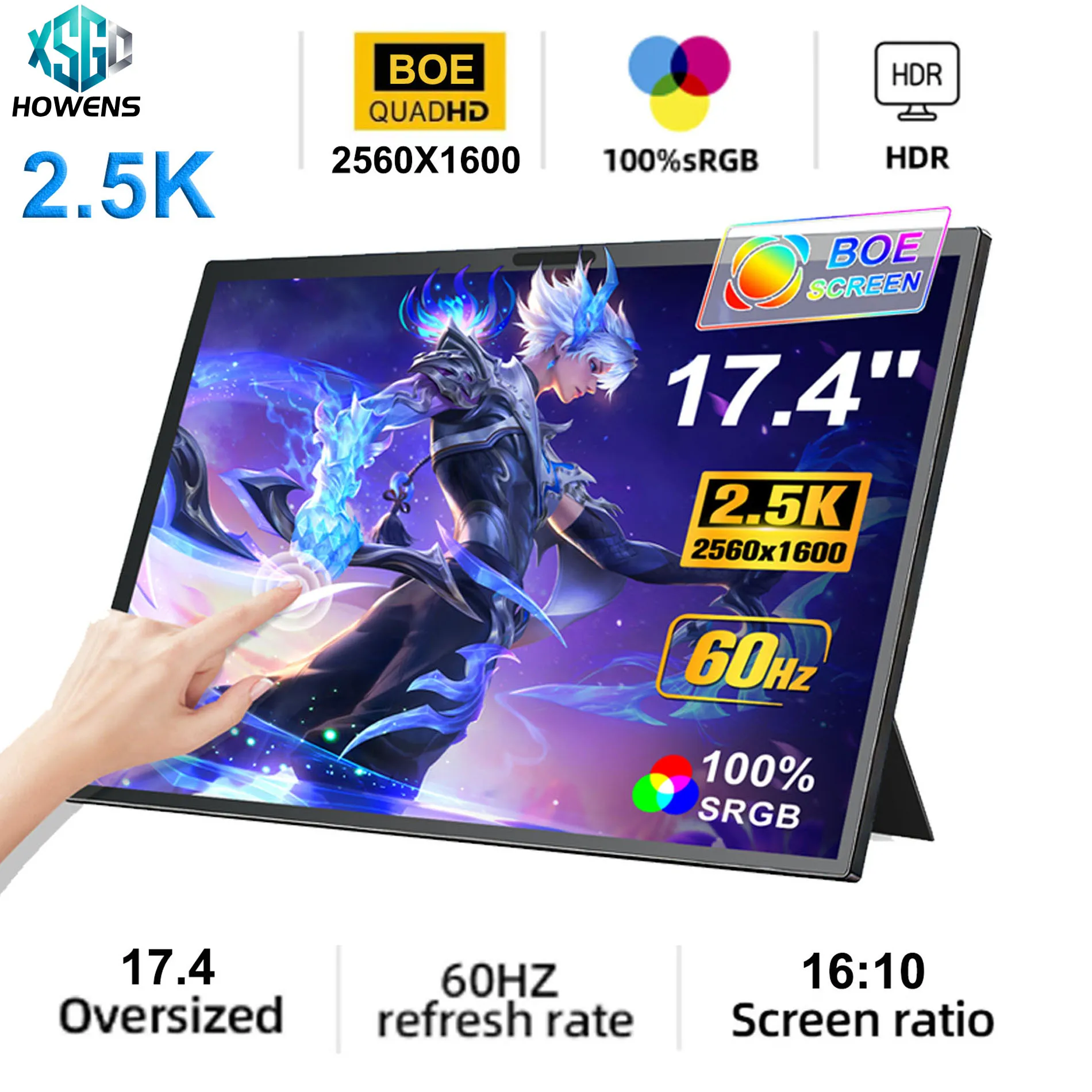 HOWENS 14/15.6/17.4 Inch 1080P Mini Second Gaming Display Portable Monitor External Screen for MAC/Laptop/PC/Xbox/PS/Switch