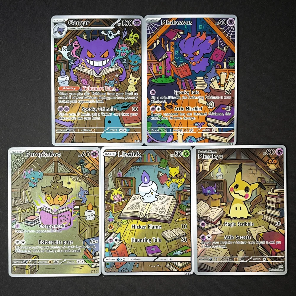 5-pecas-de-cartas-holo-estilo-ptcg-pokemon-gengar-misdreavus-pumpkaboo-litwick-mimikyu-presente-de-arte-pokemon-cartao-flash-pokemon