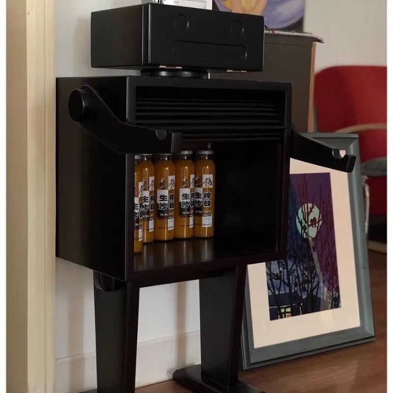 Robot Cabinet Wine Cabinet Storage Retro Creative Bedside Dining Side Cabinet Children Storage Solid Wood Locker