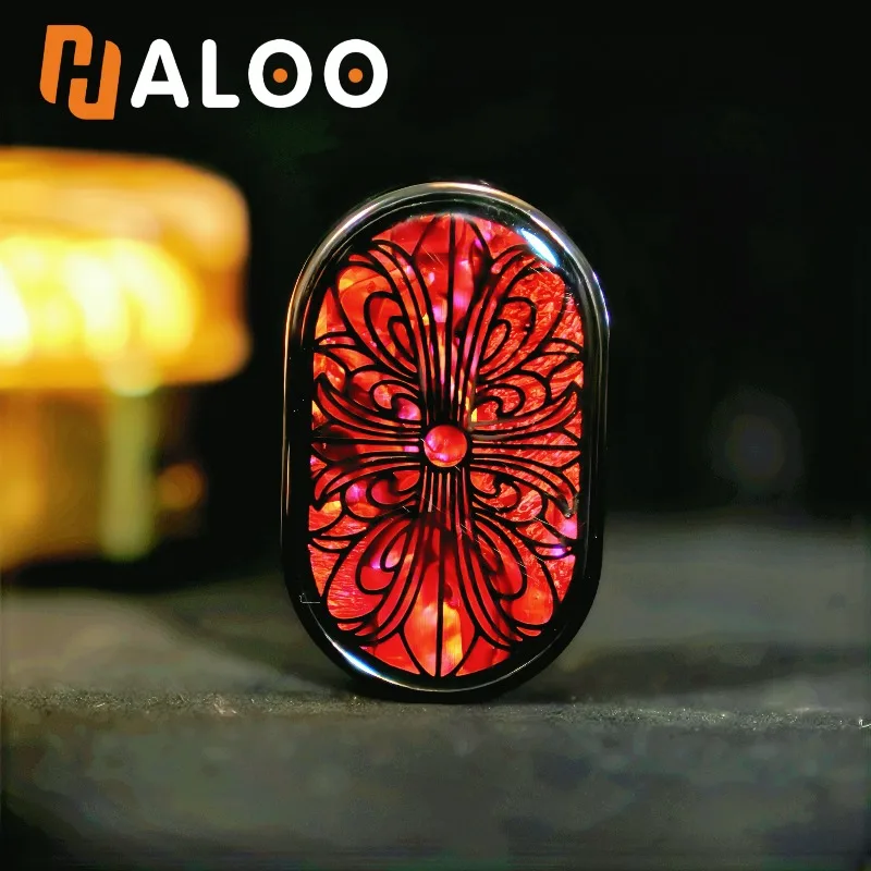 HALOOPLAYERedc Hola corazón ritmo empuje directo giratorio mecánico cristal sellado Metal dedo empuje tarjeta juguete de descompresión