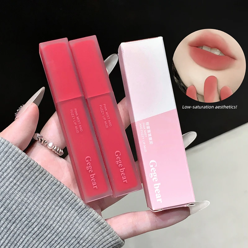 طين الشفاه Gege Bear مسحوق الرذاذ ليس من السهل الالتصاق على الكوب، سهل التلوين، طلاء شفاه أبيض غير لامع، عادي وسلس #5