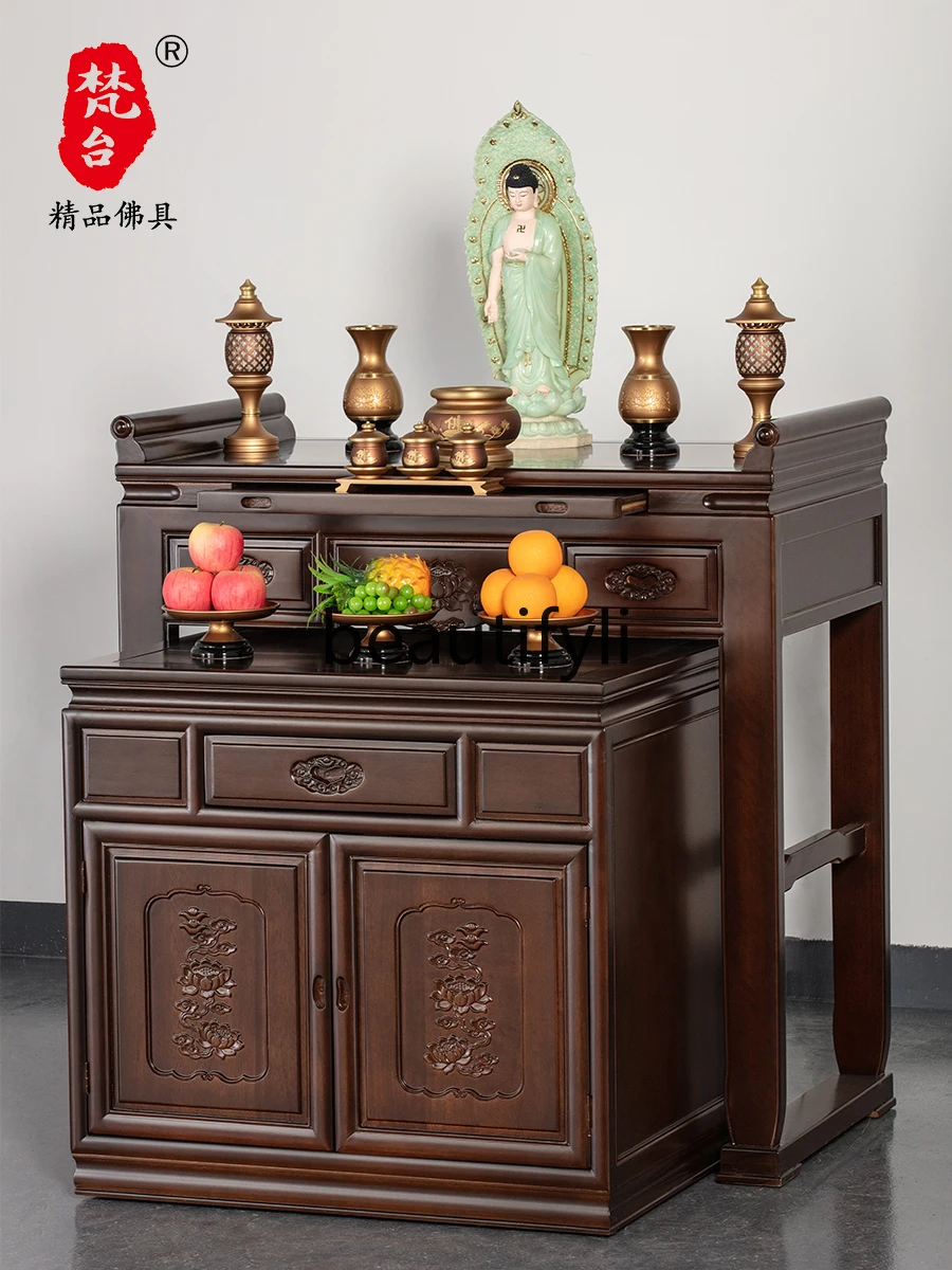 Solid wood Buddha table with cabinet for Taiwan Buddhist hall Buddhist table Divine table Xianjia Gongtai