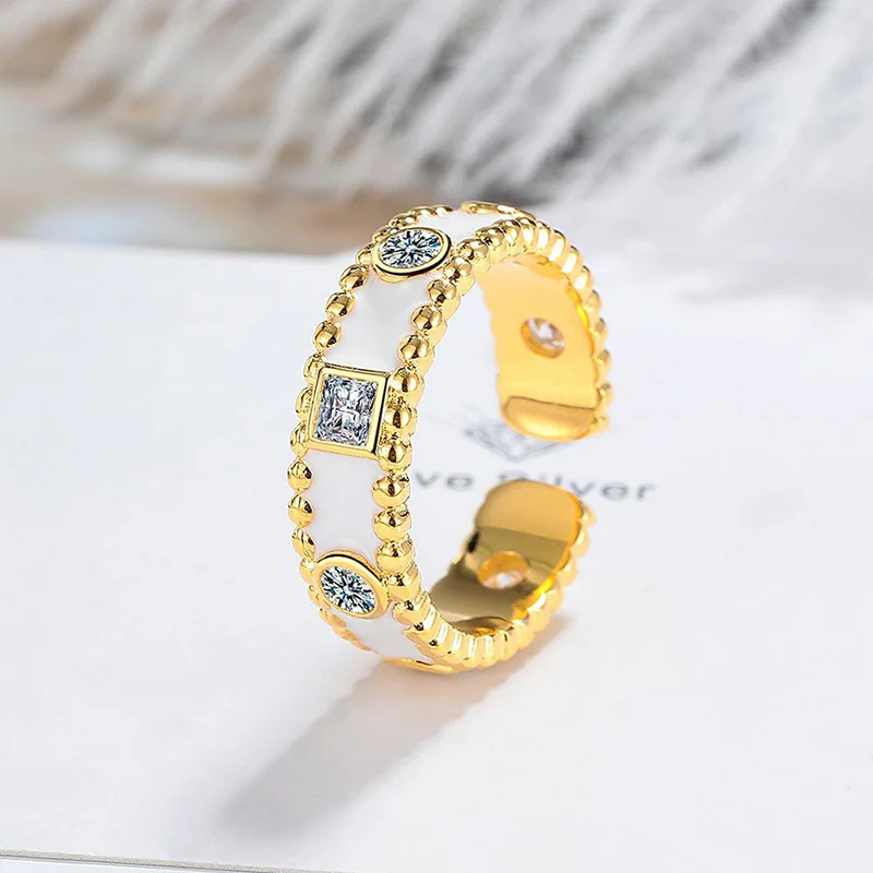 European and American Zircon Rings Women's Cool Minimalist Index Finger Ring light and luxurious High-End Feel Jewelry KOFSAC