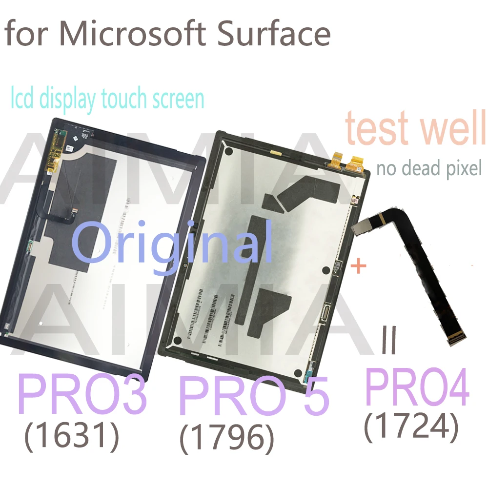 Original Pro 4 1724 PRO5 LCD for Microsoft Surface Pro 3 1631 Pro 4 1724 Pro 5 1796 LCD Display Touch Screen Digitizer Assembly