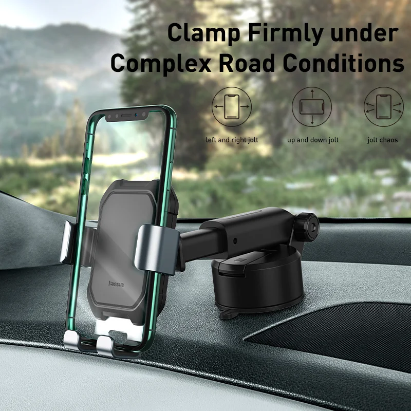 Baseus Gravity Car Phone Holder Suction Cup Adjustable Universal Holder Stand in Car GPS Mount For iPhone 12 Pro Max Xiaomi POCO