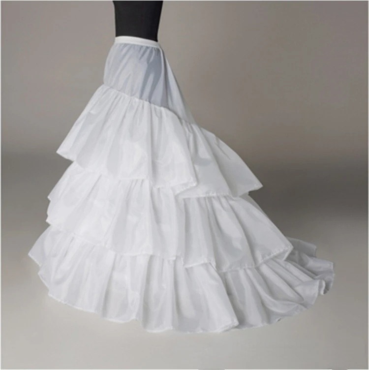 Comércio exterior vestido de casamento arrastando crinoline três aço três folha de lótus vestido deslizamento elástico cintura pano preto e branco