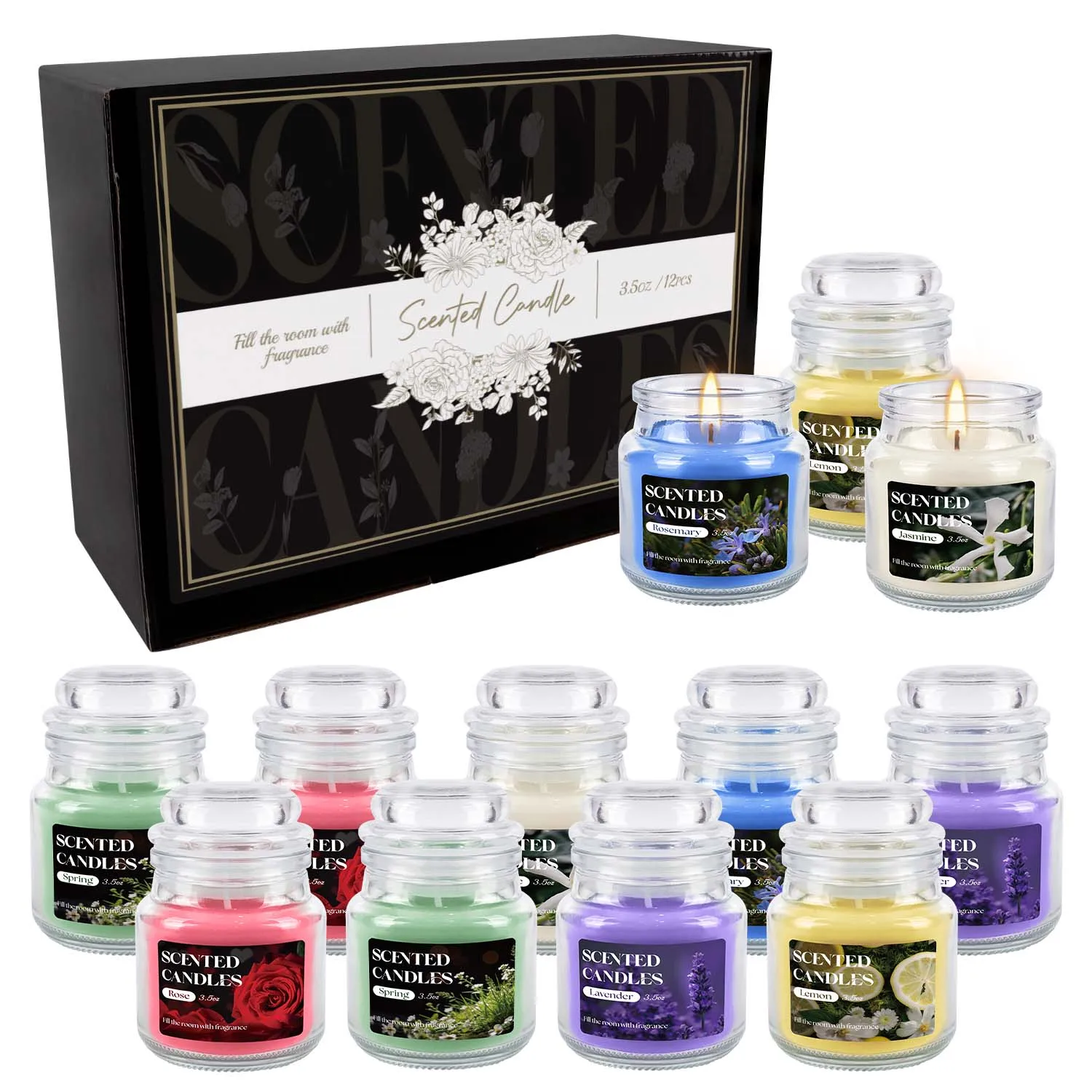 12-Pack Small Rotating Bottle Cap Candles with 6 Fragrance Options Warmth Charm for Home Decor Weddings Birthdays Teacher Appreciation