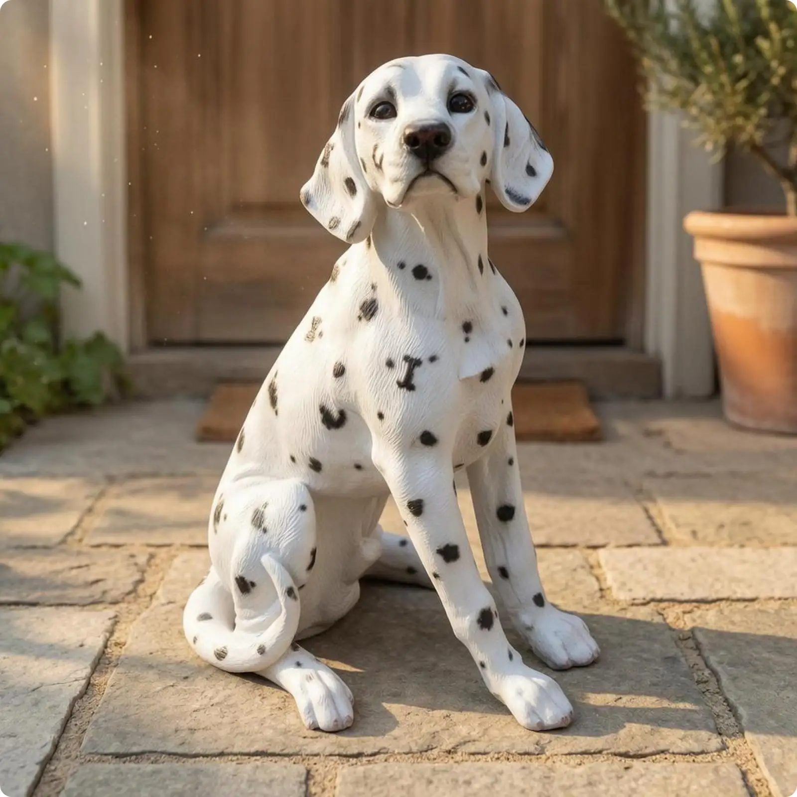 Seated Labrador Statue Floppy Ears Labrador Dog Sculpture Molded Textured Coat Sitting Dog Statue