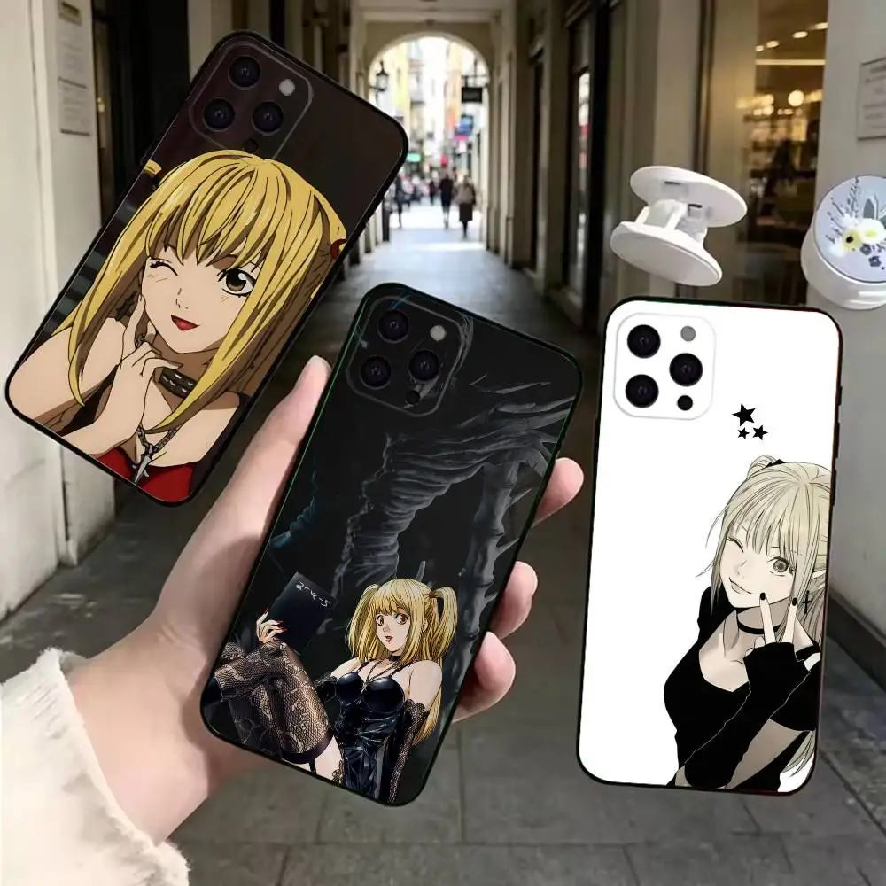 D-Death Note Amane Misa Fashion Black Soft Phone Case Compatible With iPhone 11,12,13,14,15,16,17 Pro Max Mini Plus Air