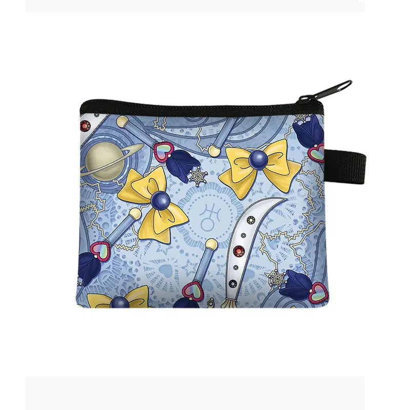 Cartera con estampado fresco para niños y mujeres, bolso portátil para tarjetas, bolsa de almacenamiento para llaves y monedas, bolso de mano de poliéster, Mini bolso para monedas