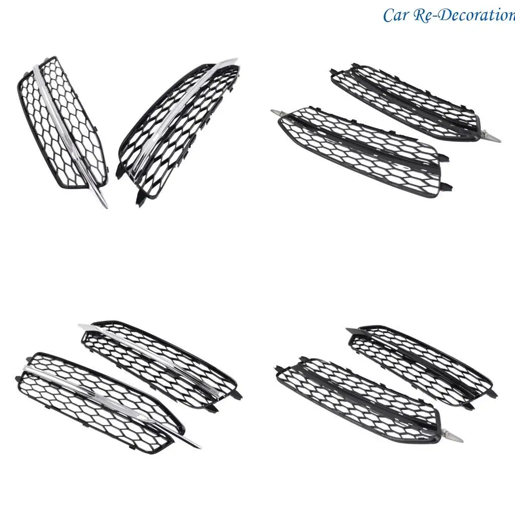 

R58D Compatible for C7 4G0807681D 4G0807682D Car Left + Right Front Bumper Lower Fog Light Vent GrillesGrill Mesh Frame Cover