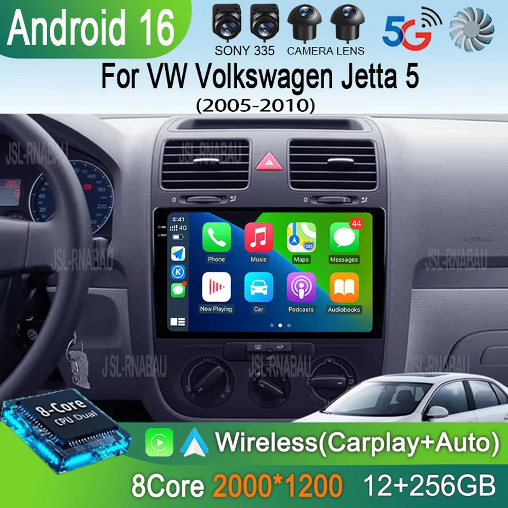 

Автомагнитола Android 16 для VW Volkswagen Jetta 5 2005-2010, мультимедийный проигрыватель с Wi-Fi, Bluetooth, GPS-навигацией и QLED-экраном