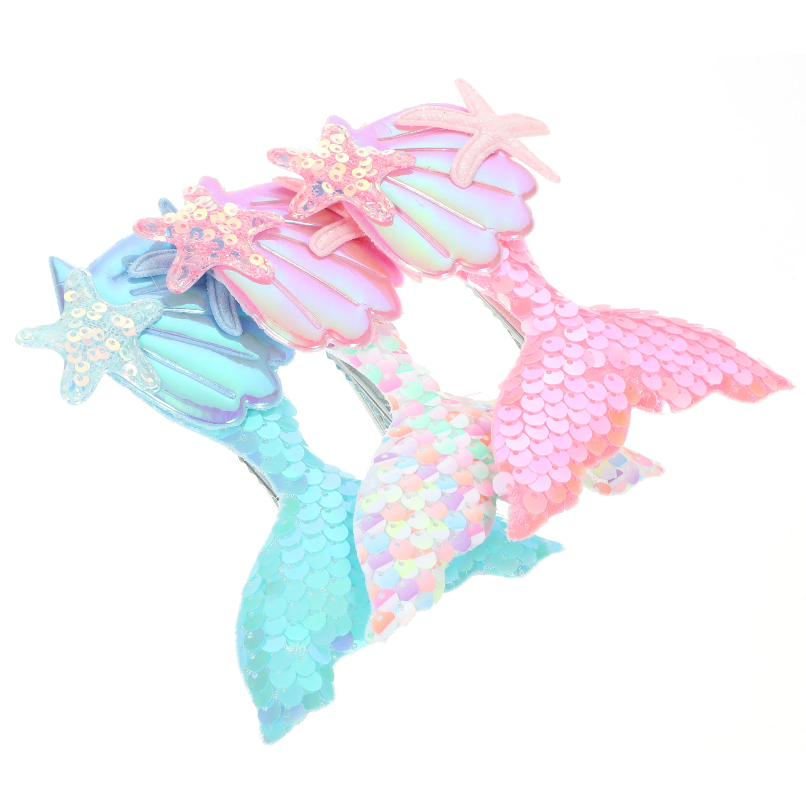 

3Pcs Mermaid Hair Clips Bright Colors Sequin Small Barrettes for Girls Parties Weddings Accessories