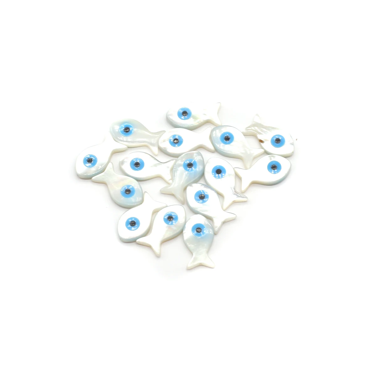 20Pcs Blue Demon Eyes Beads Natural Shell Evil Eye Fish Shape Beads Handmade Jewelry Making Bracelet Necklace Charms