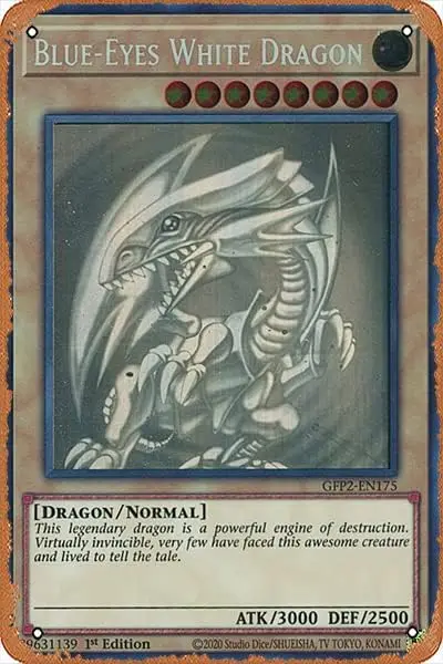 1p,Wall Decor Sign - Blue-Eyes White Dragon [GFP2-EN175] Rare -  Inch Vintage Look Metal Sign,Bar, Man CAVE Art Decoration, Retr
