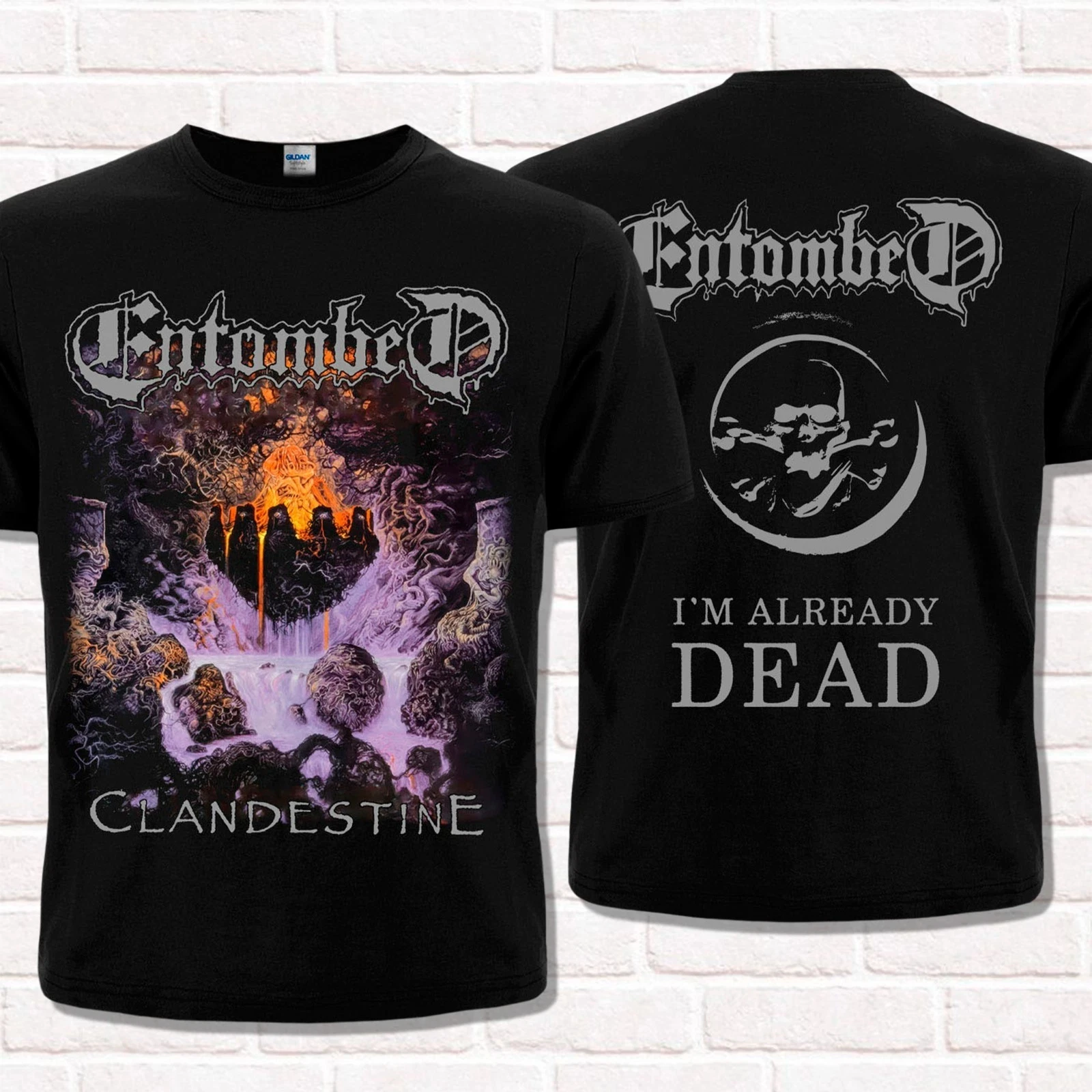 Entombed “Clandestine” T-Shirt Unisex Cotton Short Sleeve High Street Streetwear Oversized Casual Short Sleeve