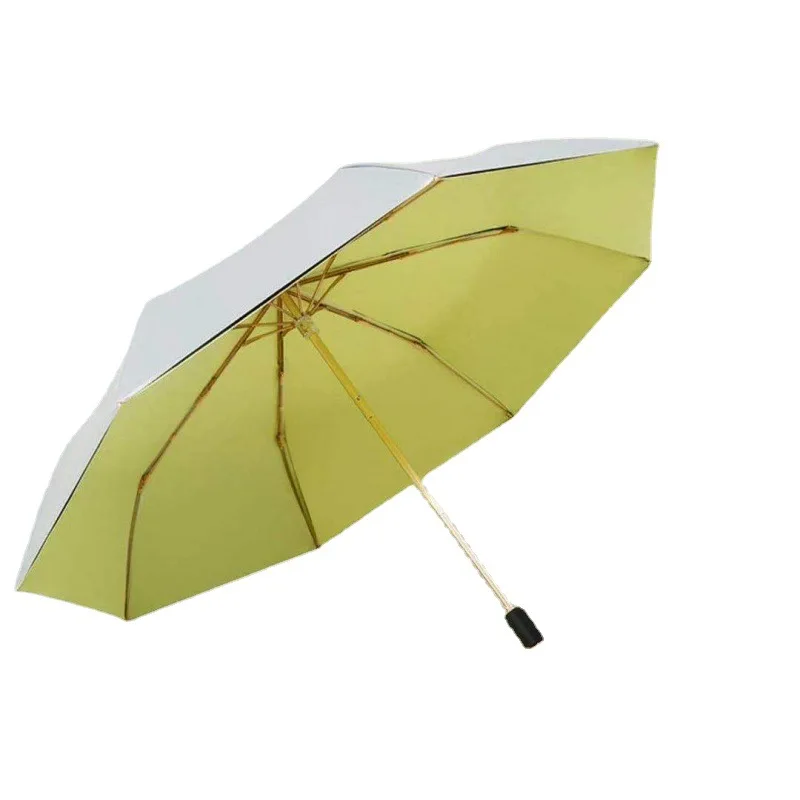 Double Layer Titanium Silver UPF50 Umbrella Sunscreen Anti-UV Sun Umbrella Three-fold Rain Umbrella Folding Umbrella Sunshade