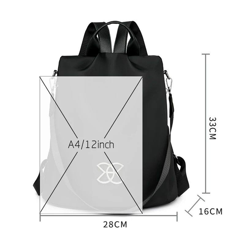 2024 New Famous Women's Solid Color Design Bookpack Large Capacity Anti-theft Anti-splash Backpack High Quality Nylon Schoolbag